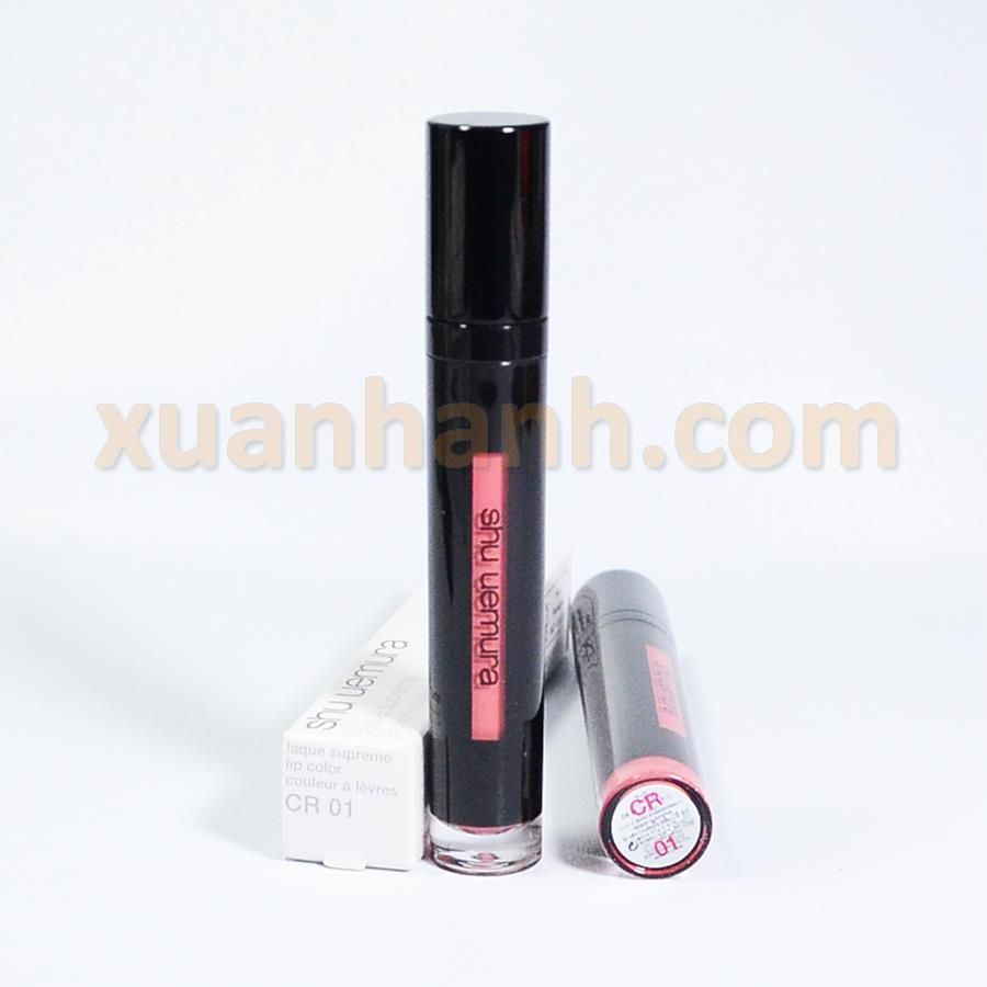 Son Shu Uemura Laque Supreme CR01 mướt, bám màu, lên màu tốt, hồng cam