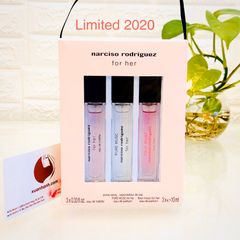Set nước hoa Narciso Rodriguez For Her thơm ngọt dịu, tiện dùng hoặc tặng, 3*10ml