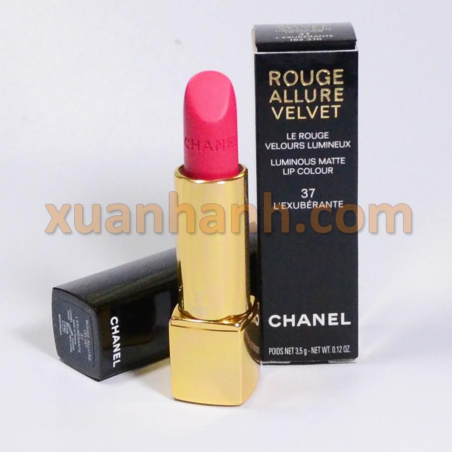 Son Chanel Rouge Allure Velvet son lì, lâu trôi, lên màu tốt #37 hồng