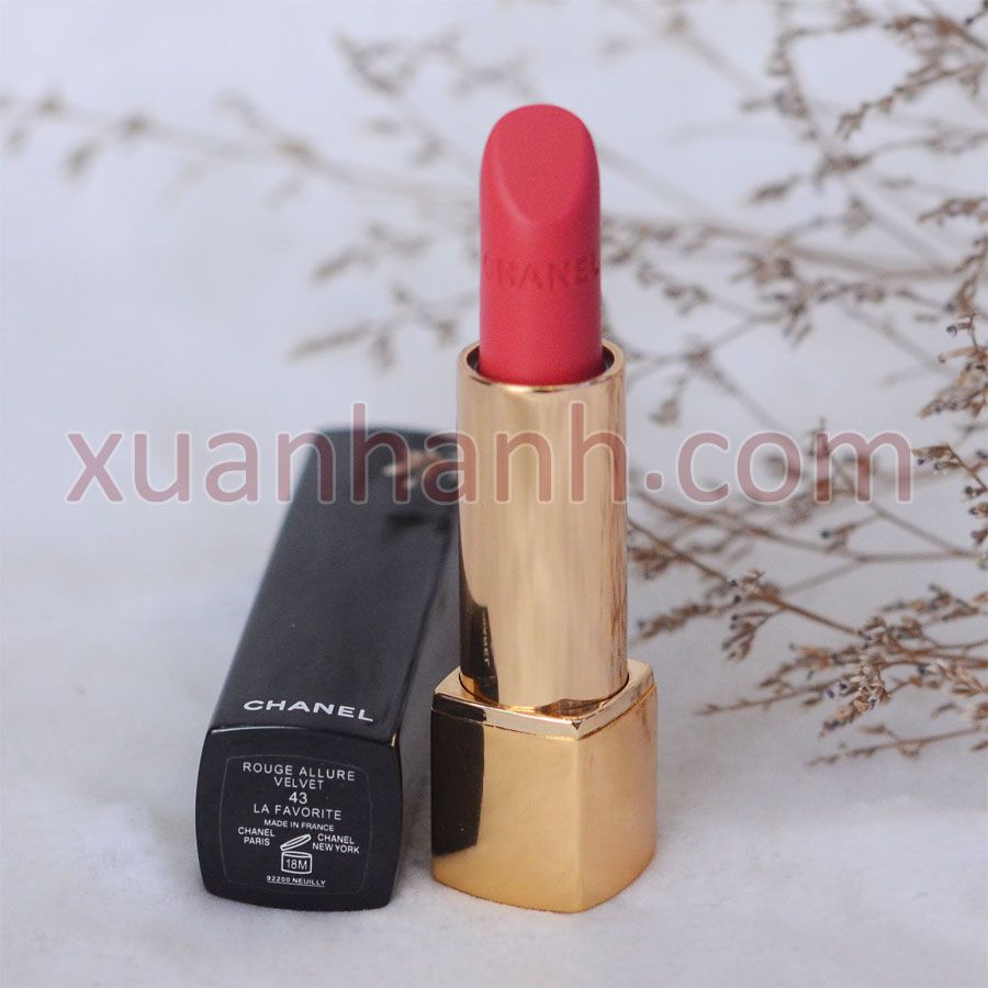Son Chanel Rouge Allure Velvet son lì, lâu trôi, lên màu tốt #43 hồng coral ( unbox)