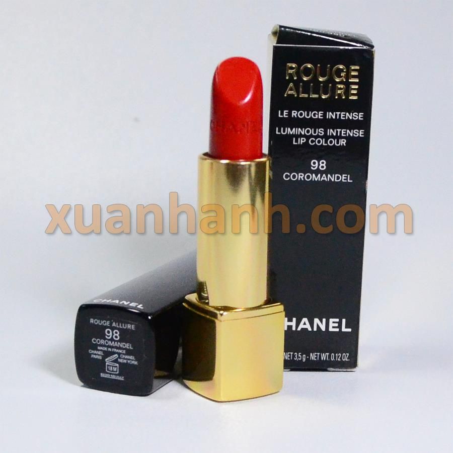 Son Chanel Rouge Allure mềm môi, lên màu tốt, bám màu #98 đỏ cổ điển