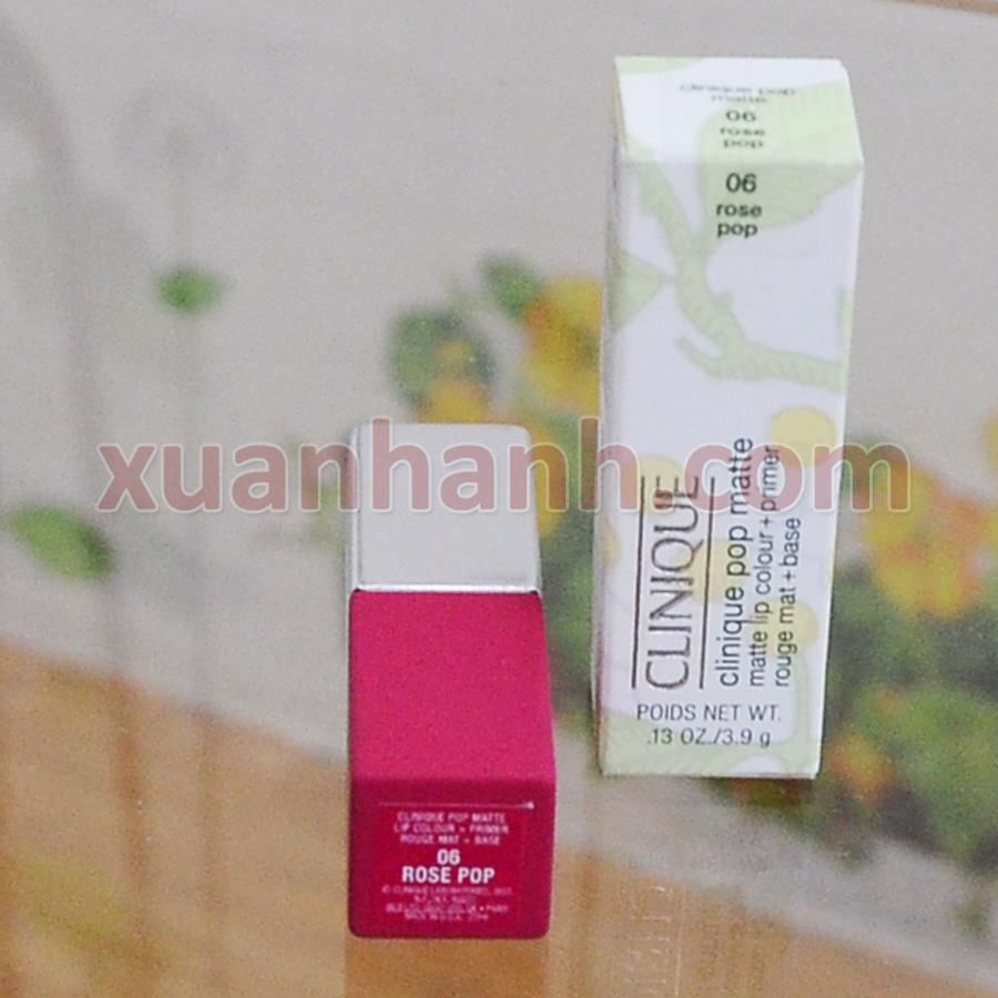 Son Clinique Pop Matte son thỏi dòng lì, mịn, lâu trôi, lên màu chuẩn #06 Rose Pop