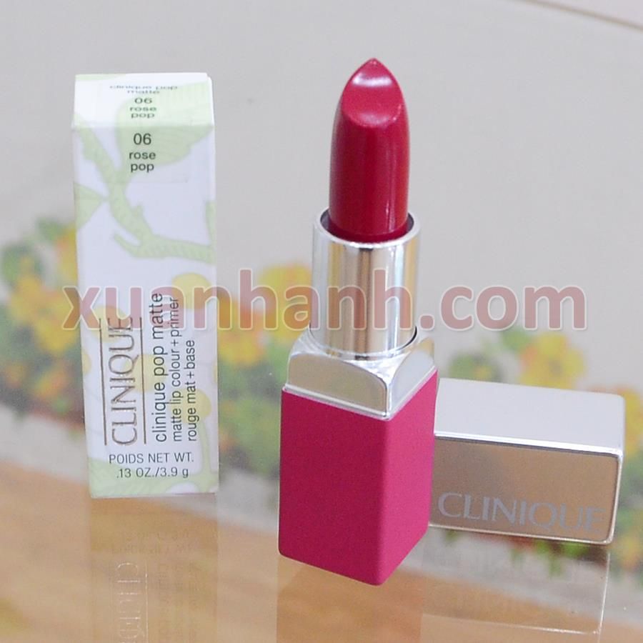 Son Clinique Pop Matte son thỏi dòng lì, mịn, lâu trôi, lên màu chuẩn #06 Rose Pop