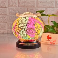 Đèn xông tinh dầu điện, làm đèn ngủ, trang trí, kính ngũ sắc lộng lẫy