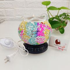 Đèn xông tinh dầu điện, làm đèn ngủ, trang trí, kính ngũ sắc lộng lẫy