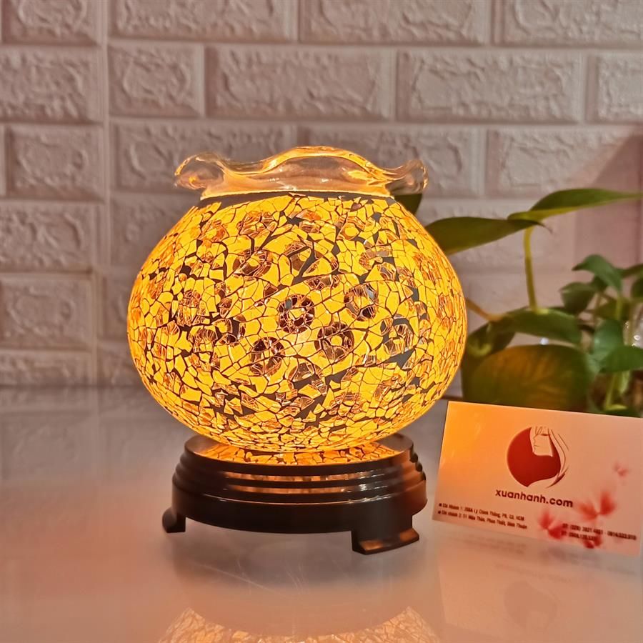 Đèn xông tinh dầu điện, làm đèn ngủ, trang trí, vàng sang trọng. 