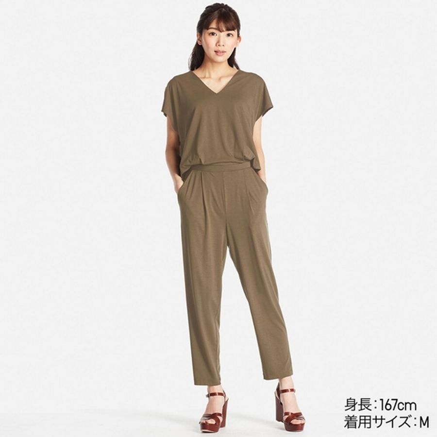 Bộ Uniqlo chất thun lạnh dày, tôn dáng, giấu bụng, thoải mái, Size M-Olive.