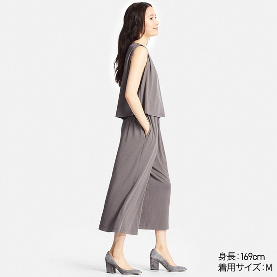 Bộ Uniqlo chất thun lạnh dày, tôn dáng, giấu bụng, ống rộng thoải mái Size M-Dark Gray.