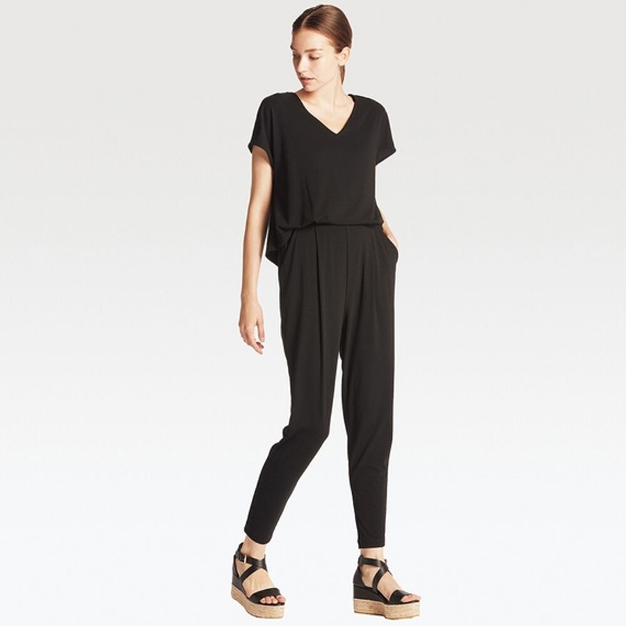 Bộ Uniqlo chất thun lạnh dày, tôn dáng, giấu bụng, thoải mái, Size L-Black.